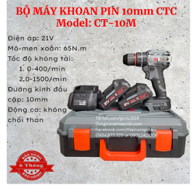 BỘ MÁY KHOAN PIN CTC. Model: CT-10M